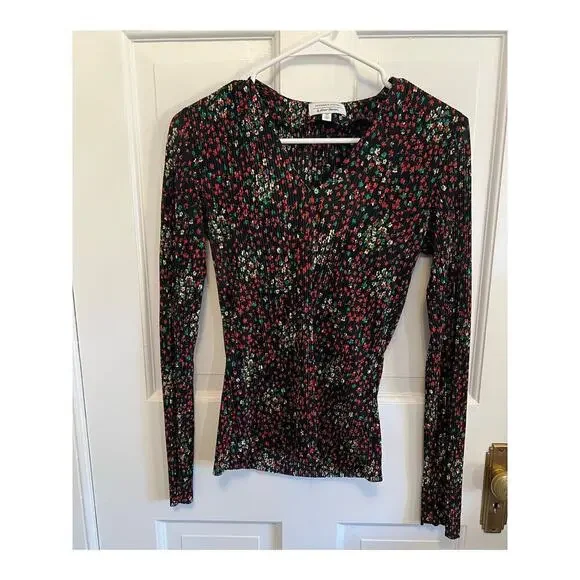 & Other Stories Stockholm Atelier Dark Floral Printed V Neck Long Sleev Top 2 XS - Picture 3 of 10